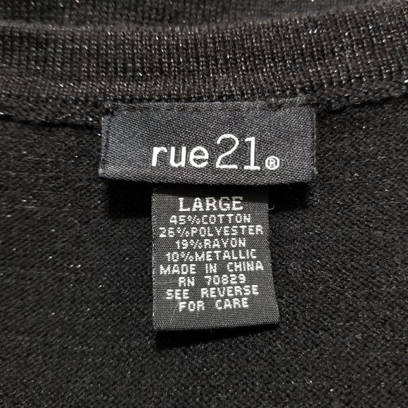 Rue 21 sweater Large metallic weave knit pullover v-neck - Picture 8 of 9